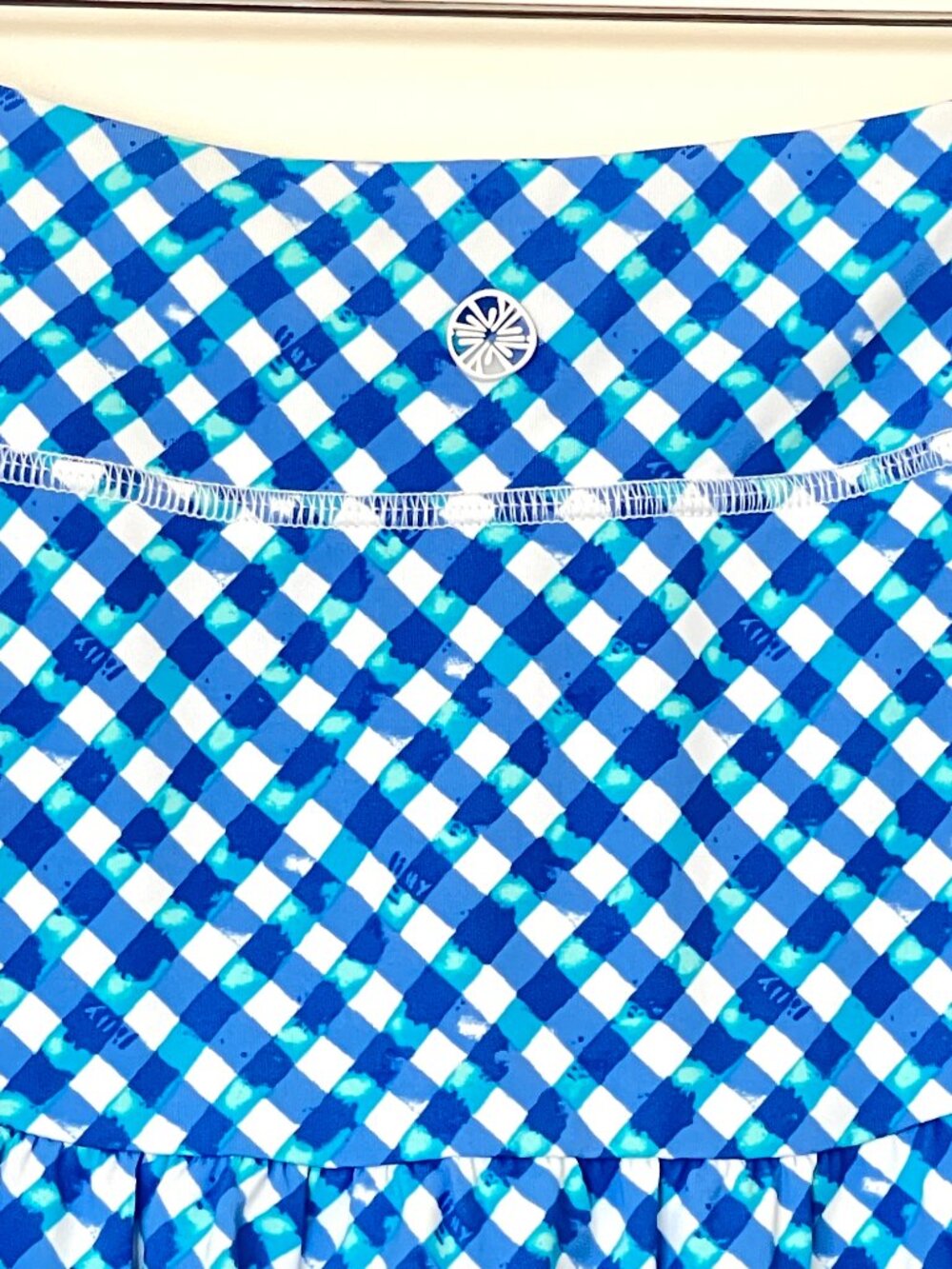 New Lilly Pulitzer Luxletic Skort Gardenia Skirt Shorts Boca Blue White Check XS - Picture 3 of 13